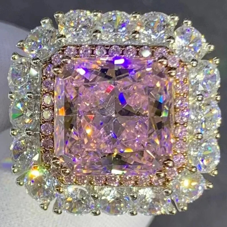 4.00 Ct Natural Pink Sapphire Diamond Engagement Ring 14K Solid White Gold Sz 8