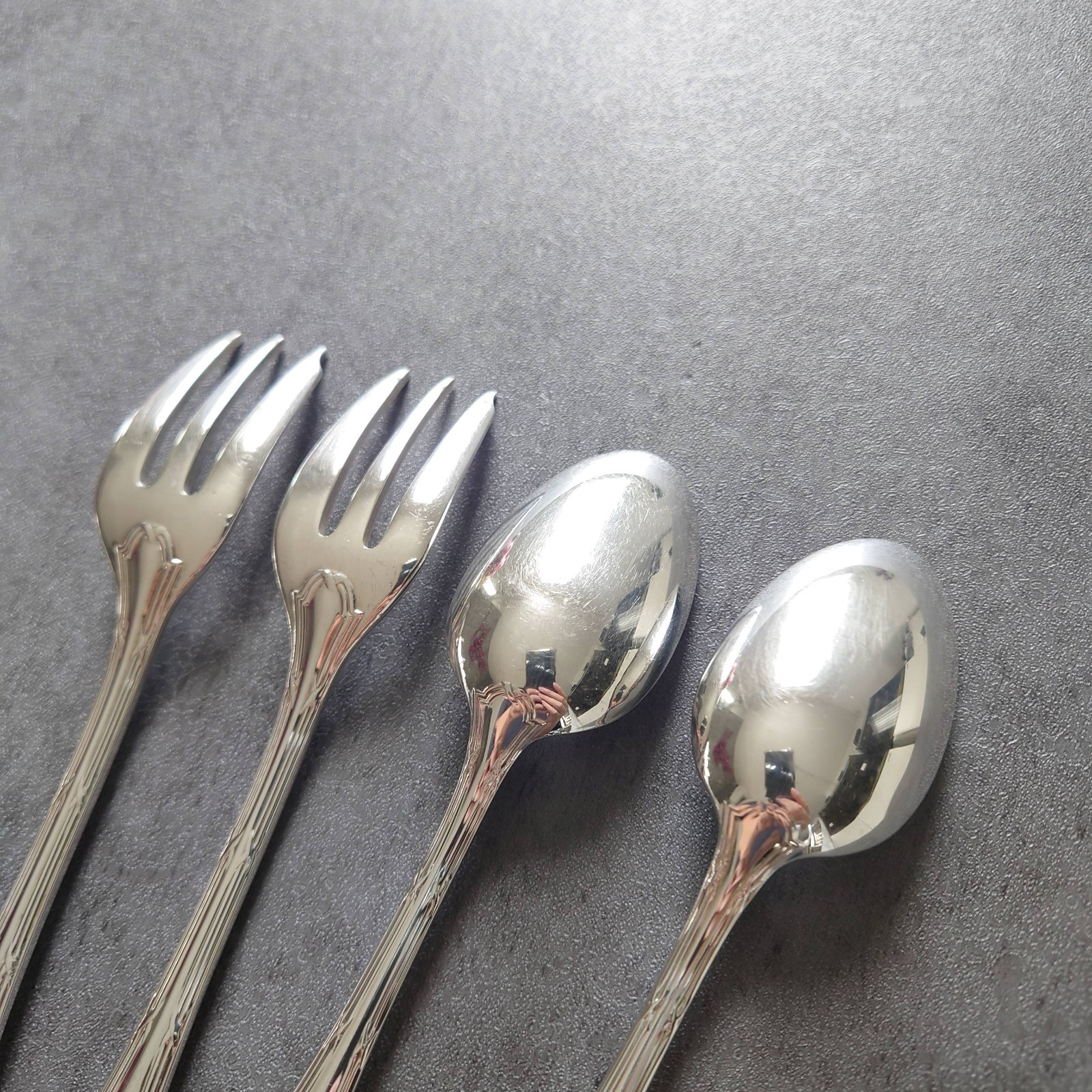 Christofle Rubans Flatware Silverplate Standard Knife Fork Spoon 10pcs Excellent
