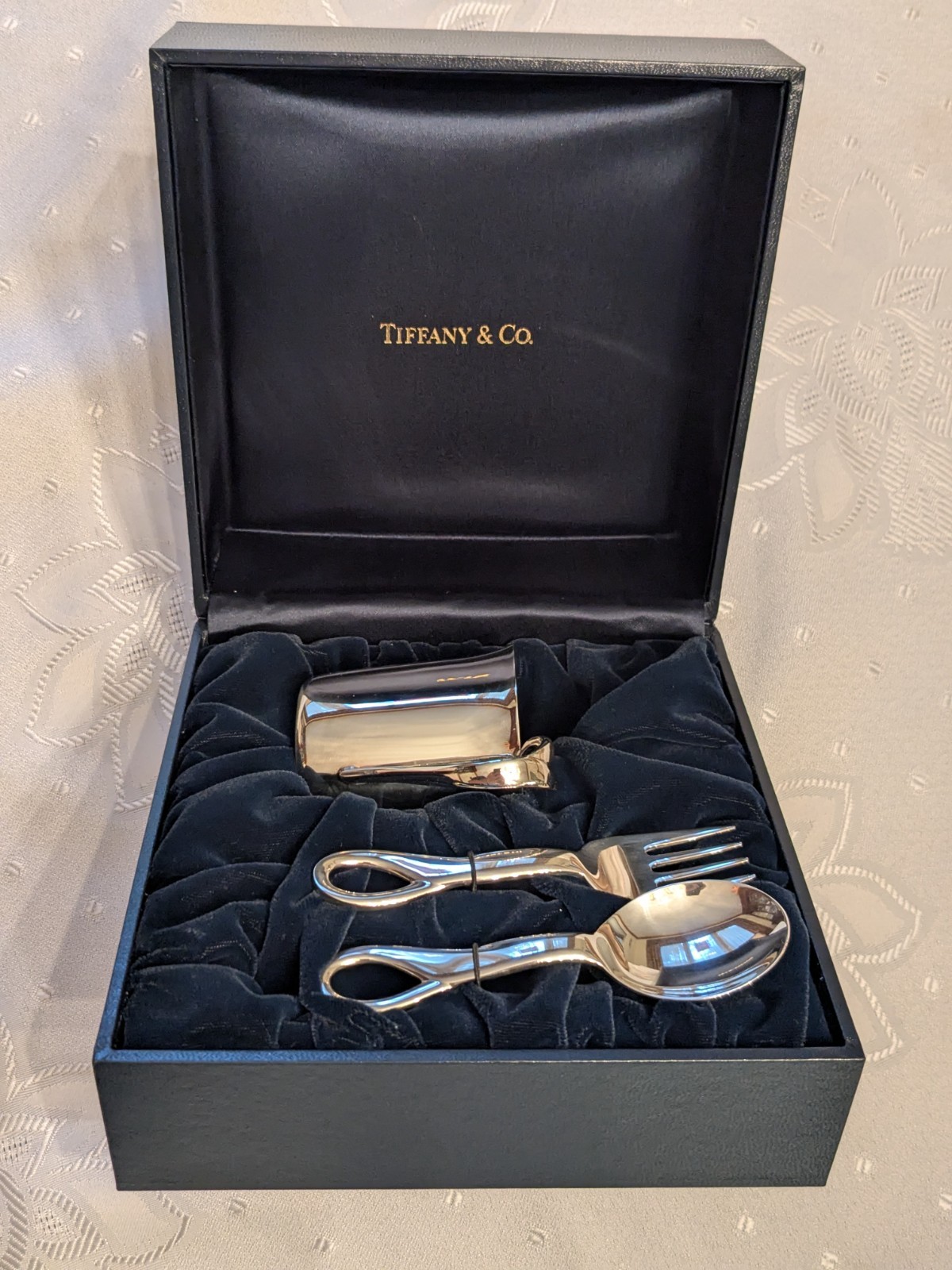 RARE! Tiffany & Co. Elsa Peretti Padova Sterling Silver Baby Cup, Fork & Spoon