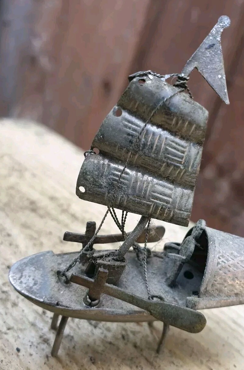 Antique Chinese Export solid Silver Junk Ship / Boat