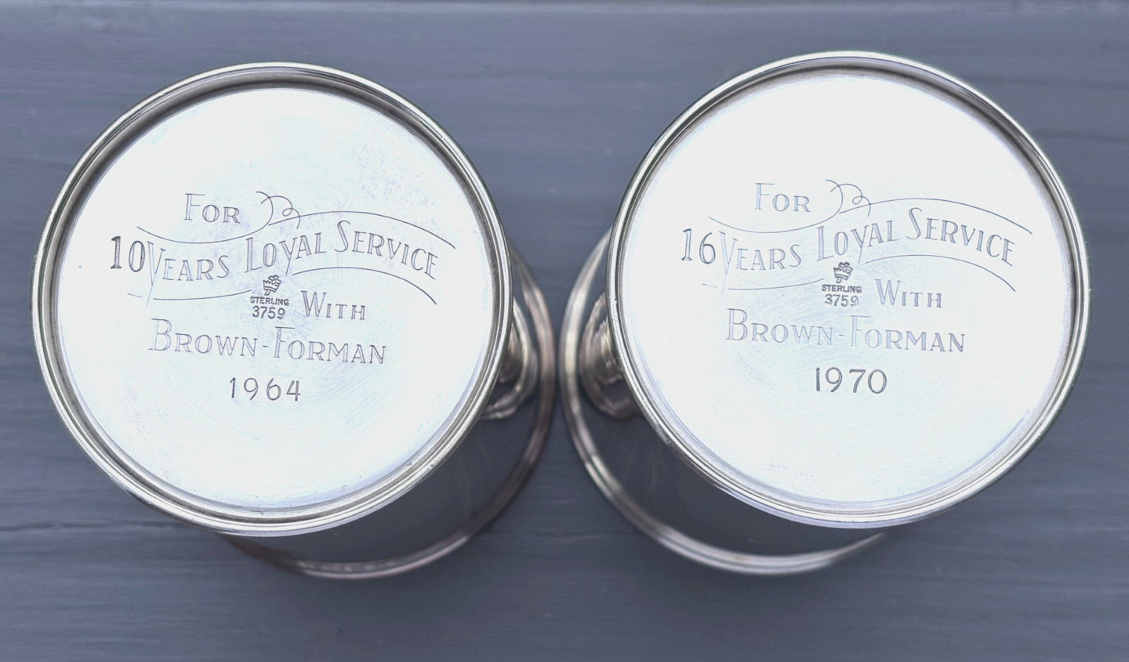2 – Mint Julep Cups Sterling Silver 3.75″ Tall #3759 by Manchester Silver Co.