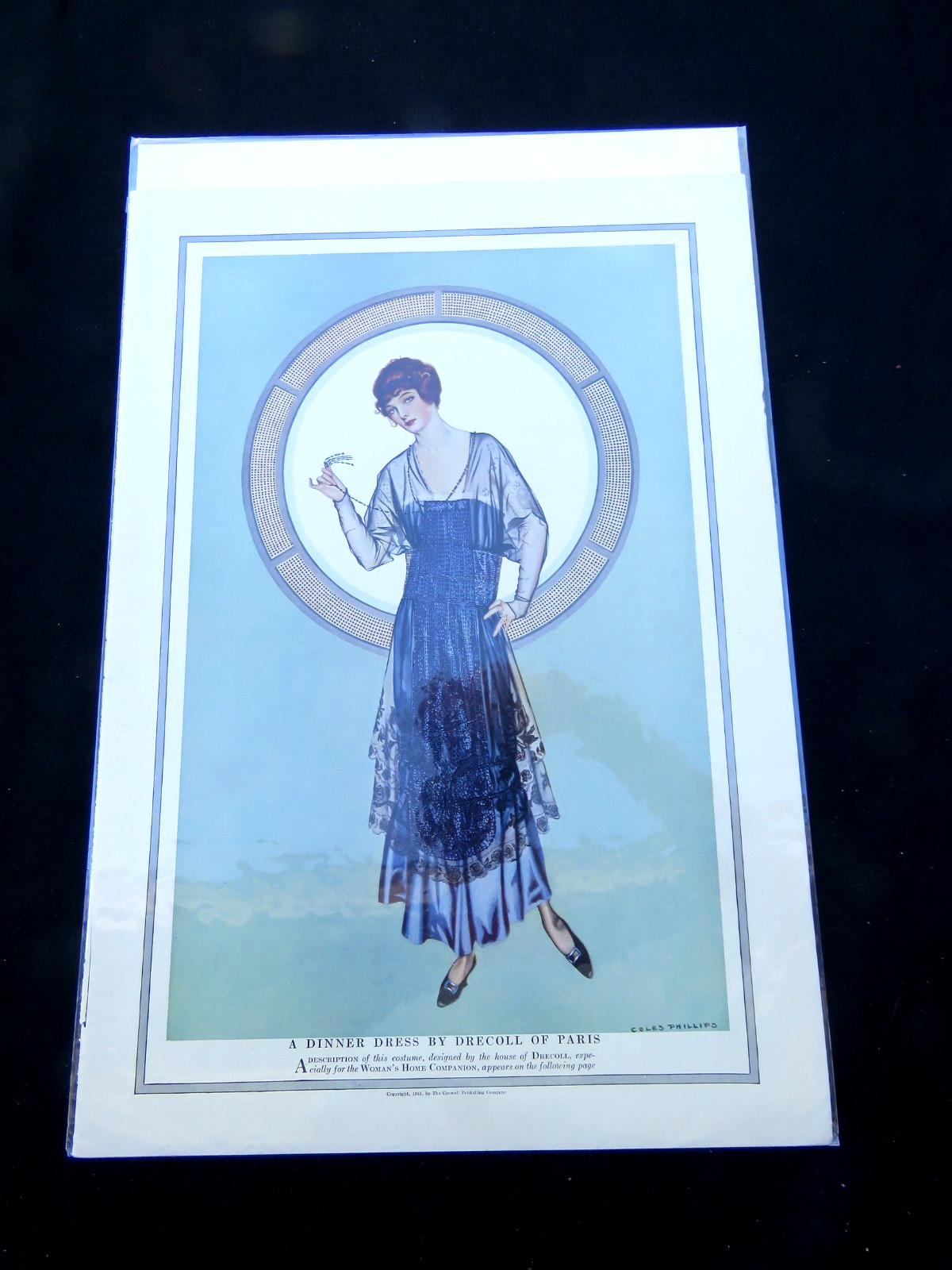 1915 COLES PHILLIPS SEXY WOMAN FASHION FRENCH PARIS DRECOLL GOWN ART PRINT 11X16