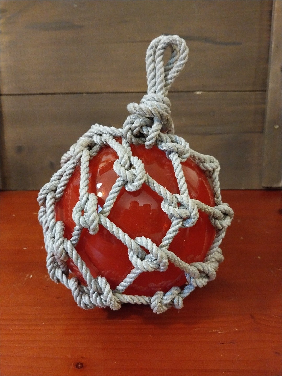 Vintage -BLOWN GLASS JAPANESE FISHING NET FLOAT..6″ CIRCUMFERENCE