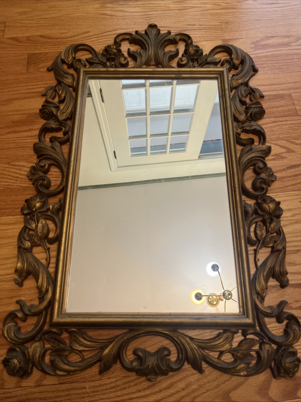 Vtg SYROCO Rectangle Wall Mirror Gold Gilt Frame Homco Regency 29″x19″ MCM 2075