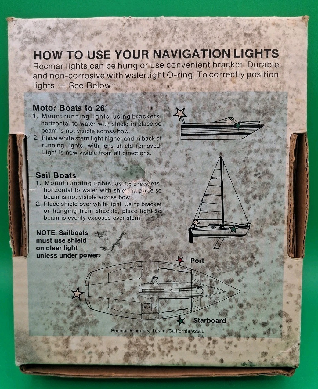 VTG Recmar Self-contained Boat Navigation Lights battery powered Clear/Red/Green