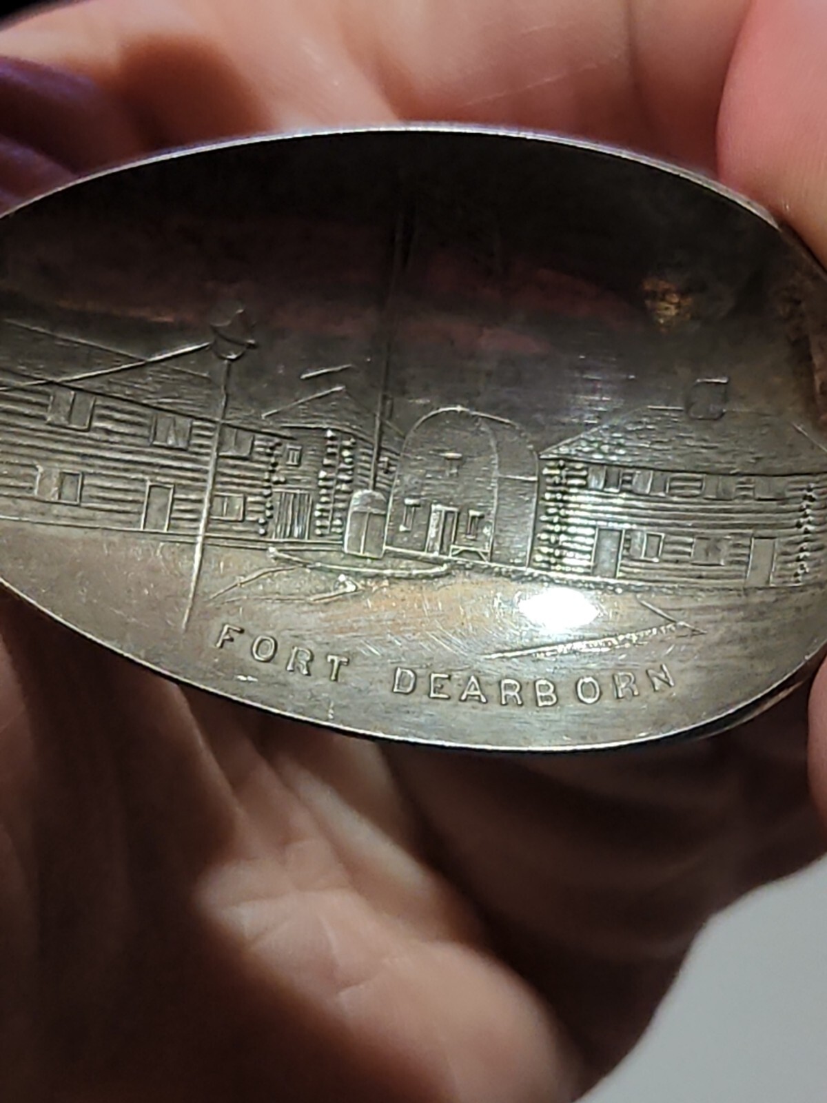 Worlds Fair Souvenir Spoon 30s Chicago A Century Of Progress 1933 fort Dearborn