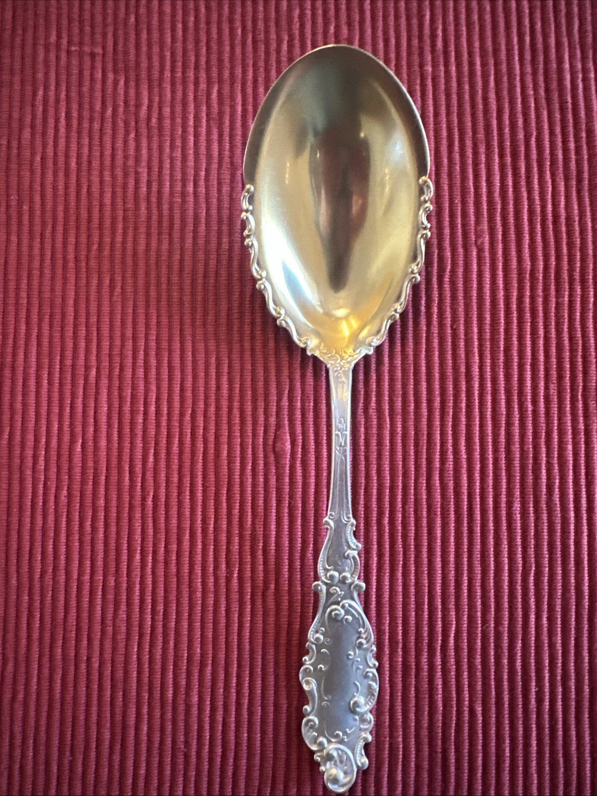 Luxembourg by Gorham Sterling Silver Salad Serving Spoon W/ Light Gold Wash 7″