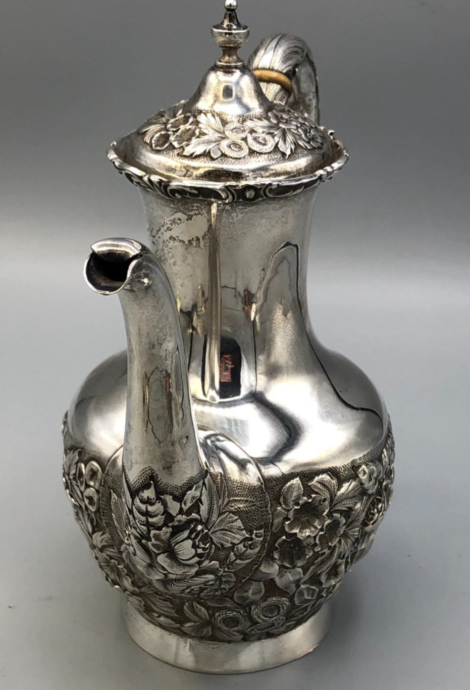 Vintage Repousse style Demitasse Teapot made by Baltimore Silver Company