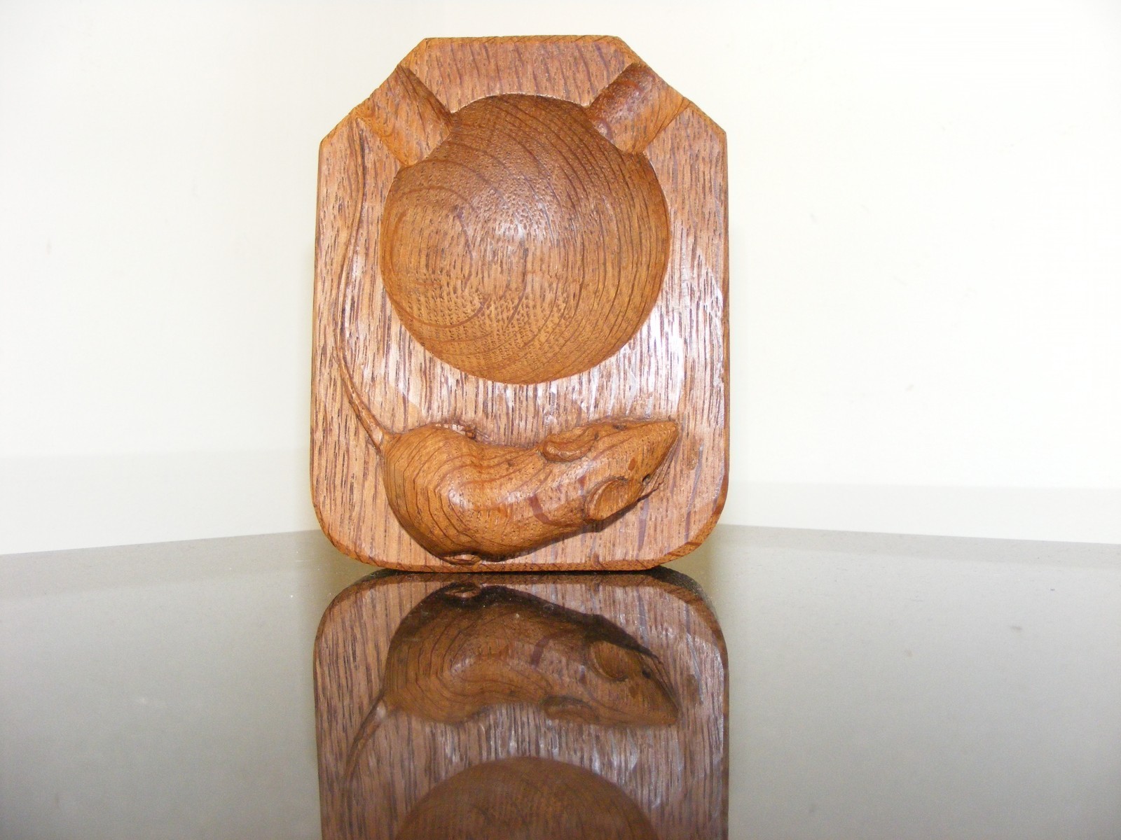Vintage Robert ( Mouseman ) Thompson Oak Carved Ash / Pin Tray ( critter )
