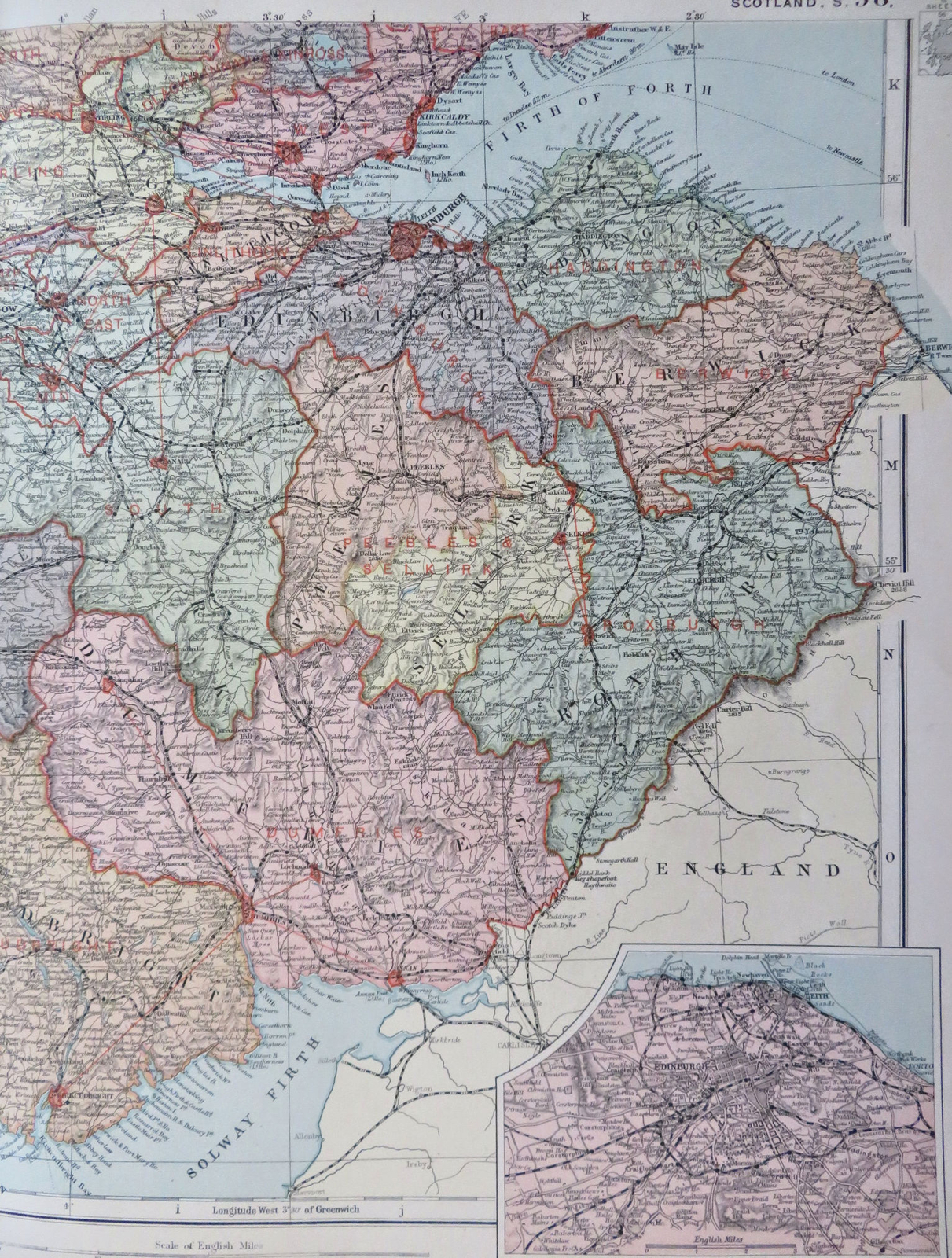 Scotland United Kingdom Edinburgh Glasgow Aberdeen 1895 Bacon three sheet map