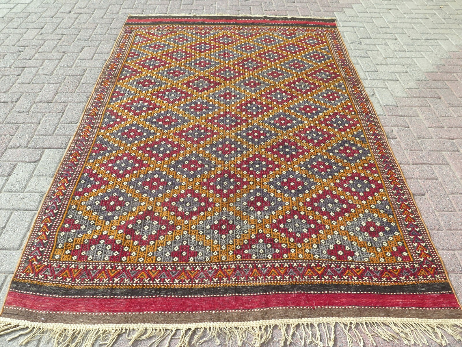 Area Rugs, Turkish Kilim Wool Rug, Handmade Floor Carpet, Large Teppich 64″X102”