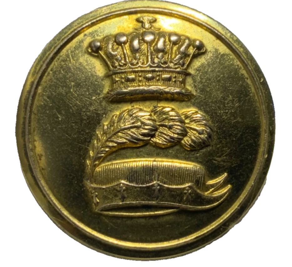 3rd EARL OF SEFTON (MOLYNEAUX) CAP w 3 PEACOCK FEATHERS GILT LIVERY BUTTON 1838