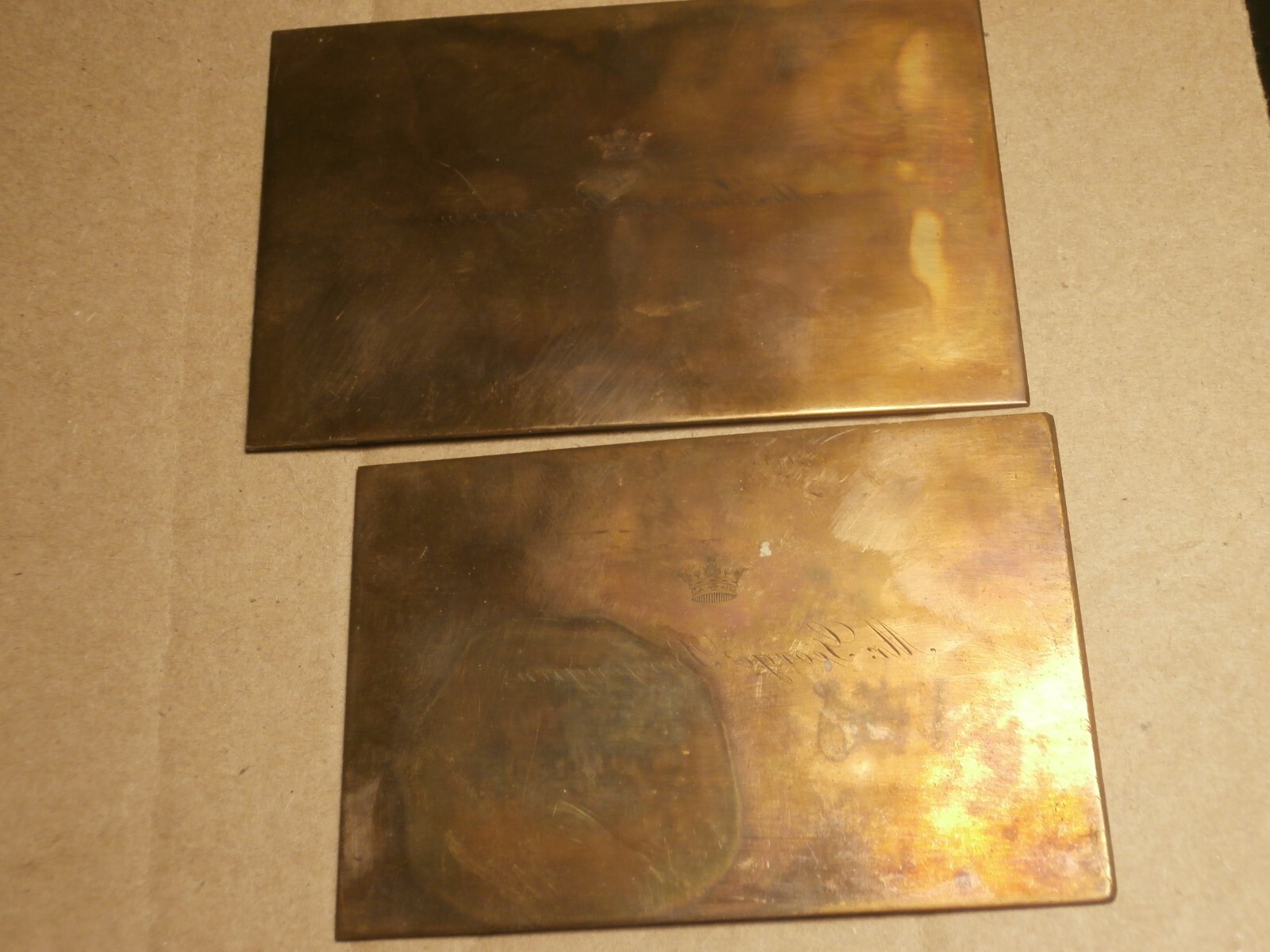 2 Antique Copper Engraved Printing ? Plates George Bergengren Harrisburg PA
