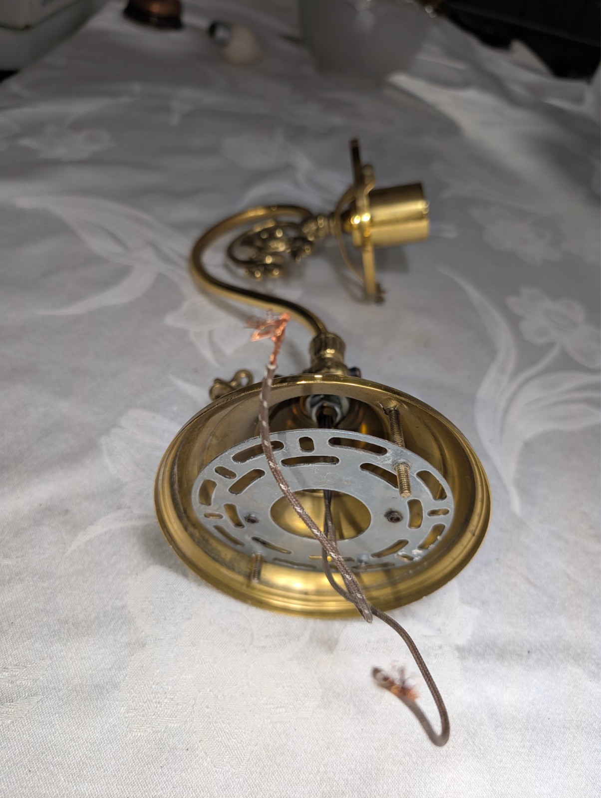 BRASS WALL SCONCE LIGHT WILDFLOWER Vintage Gas Lamp Style Shade not included