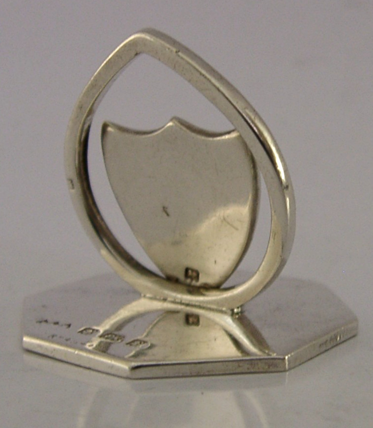STERLING SILVER DOUBLE CRESTED MENU HOLDER PLACE MARKER 1905 ANTIQUE