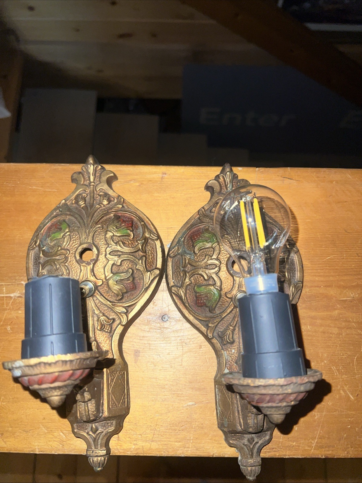 Vintage 1920’s Raspberry Hand Tinted Wall Sconces 2 Of Them. Been Rewired.