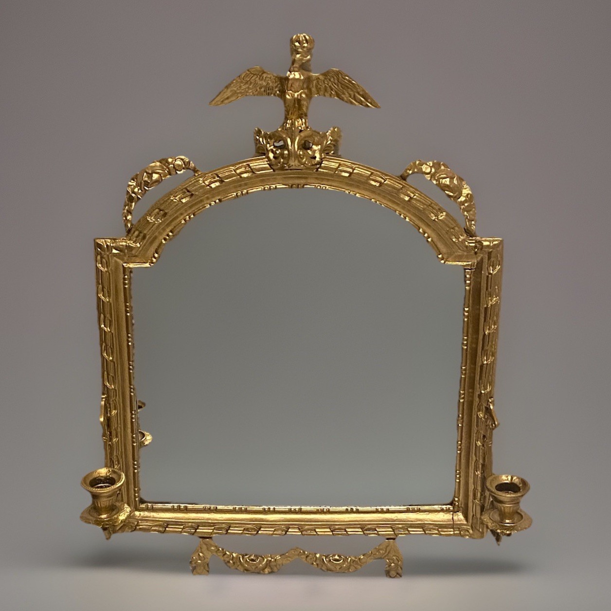 Carved Giltwood Mirror with Eagle, Swags and Candle Sconce ~ Circa 1890
