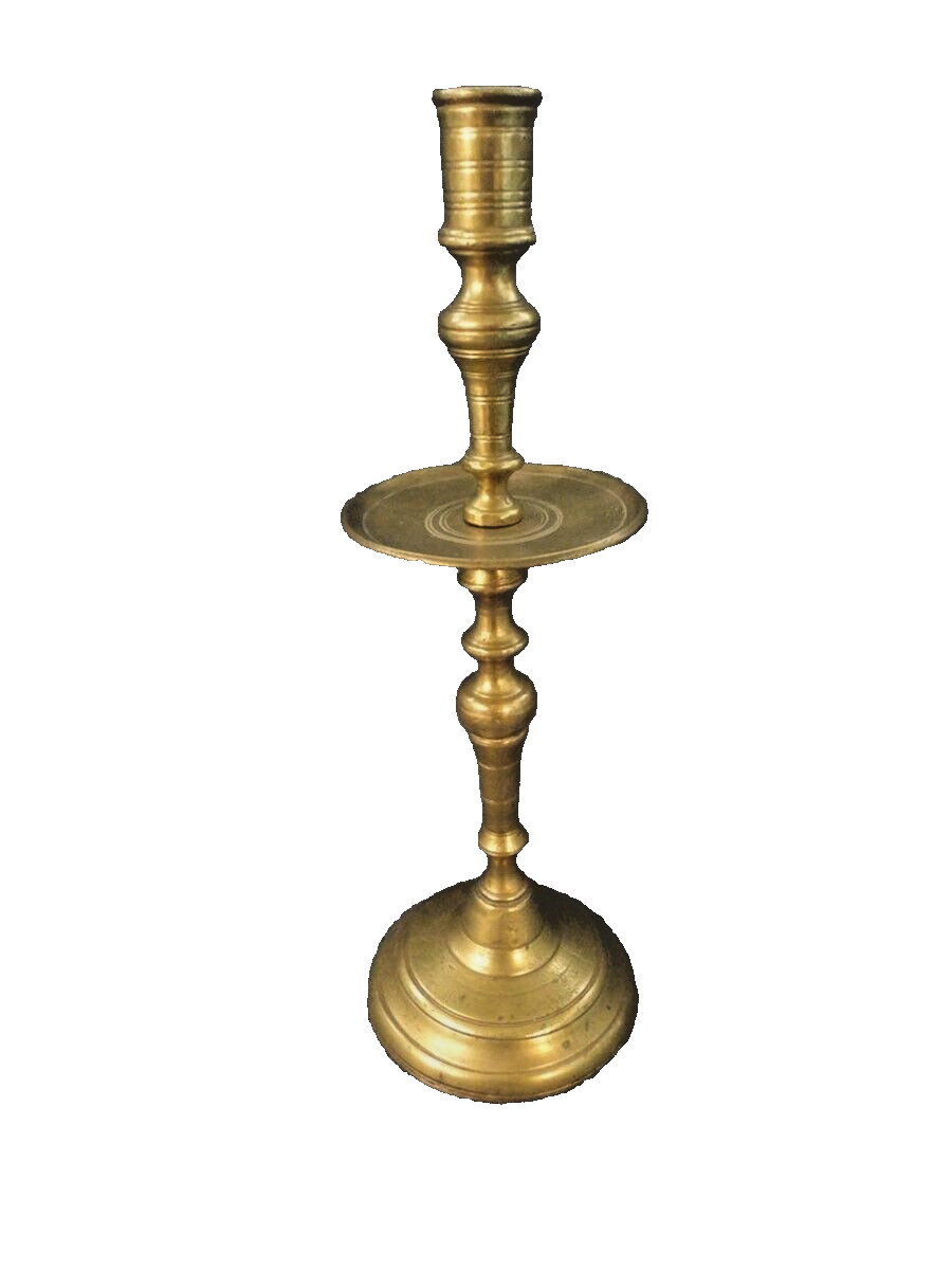 Antique Rare 18th Century Ottoman Turkish Turned Brass Candlestick – 4lbs, 15″