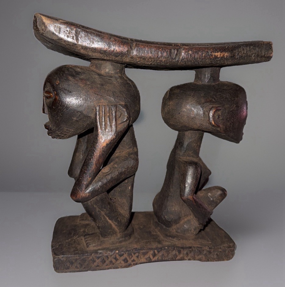 Luba Figural Headrest Wood Congo -pre -owned