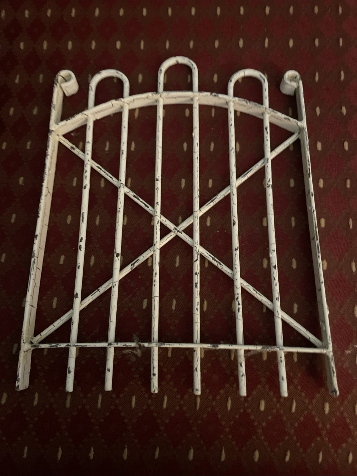 Wrought Iron Garden Decor Gate Fairy Fence Chippy Cottage Farmhouse Wall Art 10”