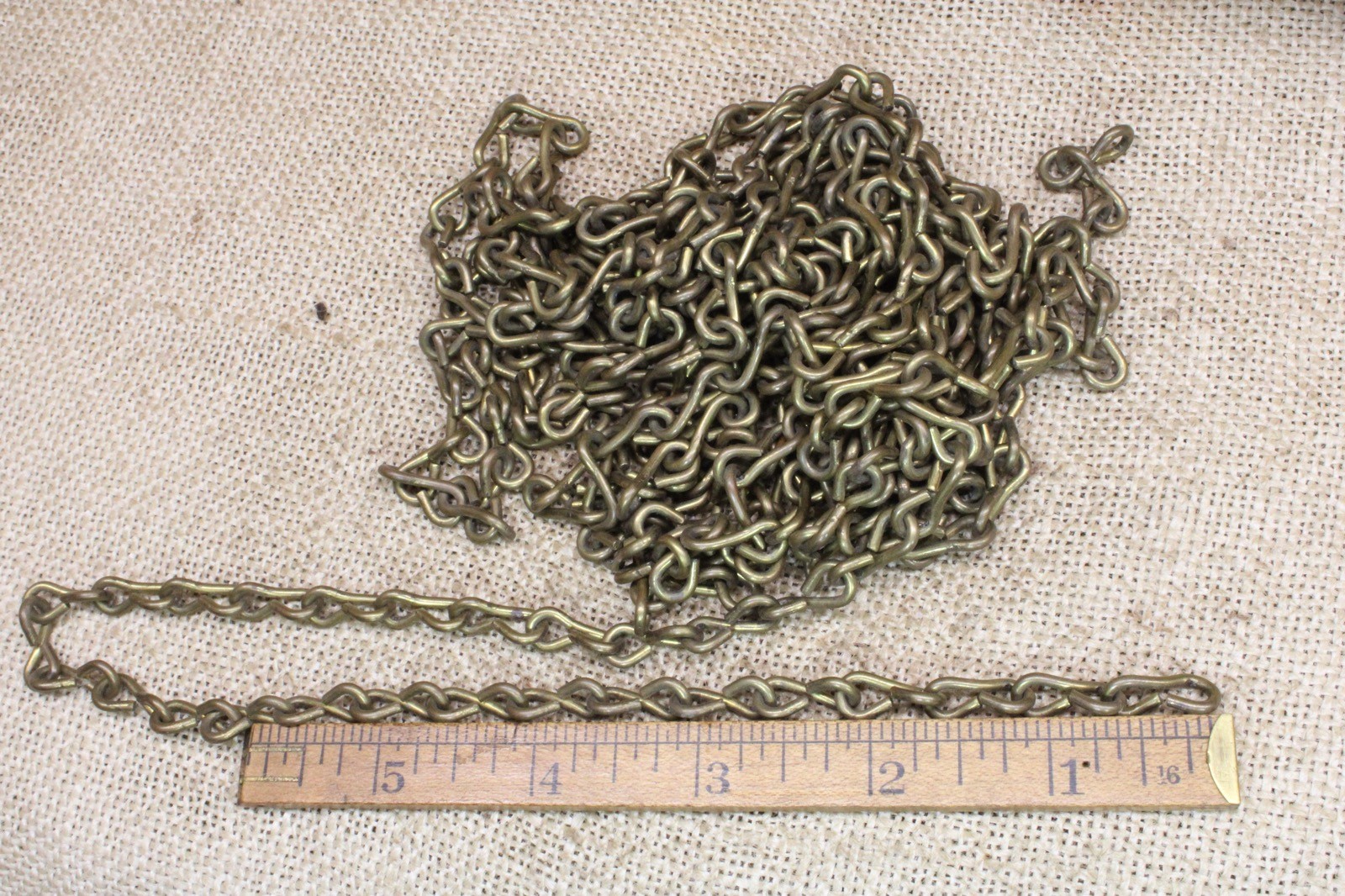 Old Jack Chain Tarnished Solid Brass 5/8” Links Cut To 1 Foot Vintage Stock