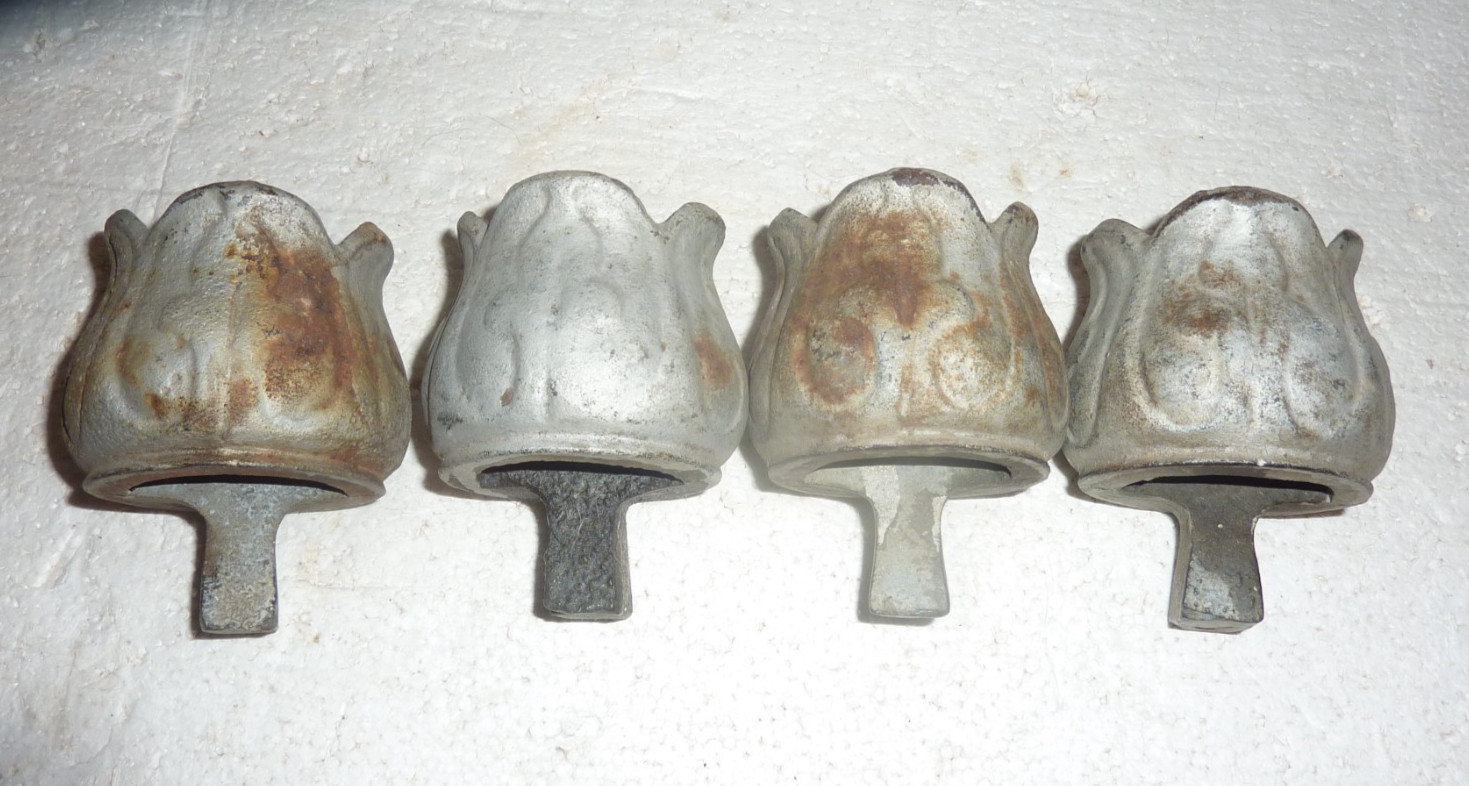 Set of 4 Antique Cast Iron Ornate Feet Leg Parts Parlor Wood Stove Bathtub