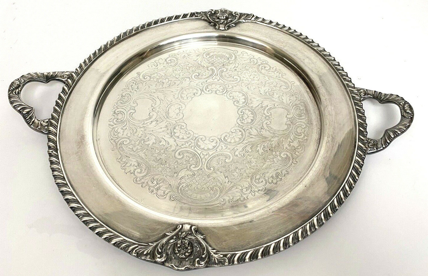 Vintage Copper Base Continental Silver Co 616 Serving Tray 14″