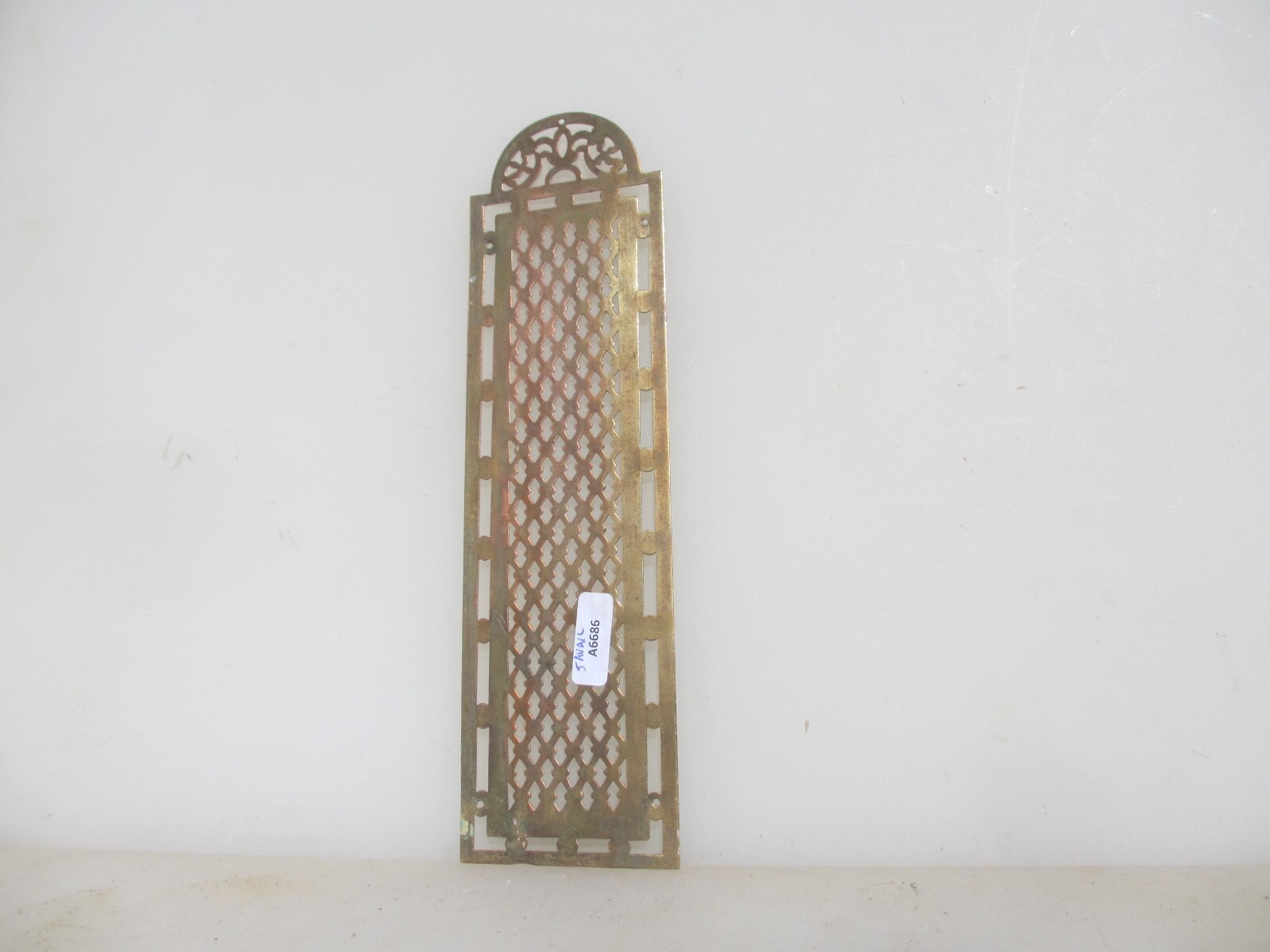 Victorian Brass Pierced Finger Plate Push Door Handle French Antique Old Vintage