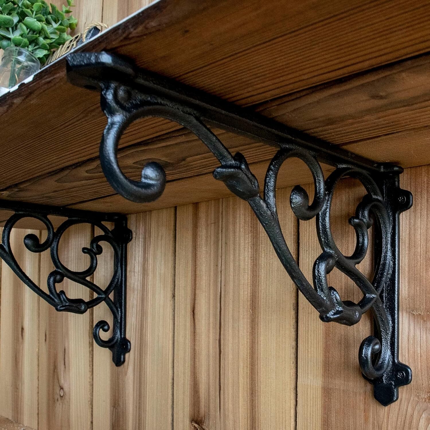2 Pack Decorative Shelf Brackets 11 Inch Cast Iron Supply Antique Black Corbel