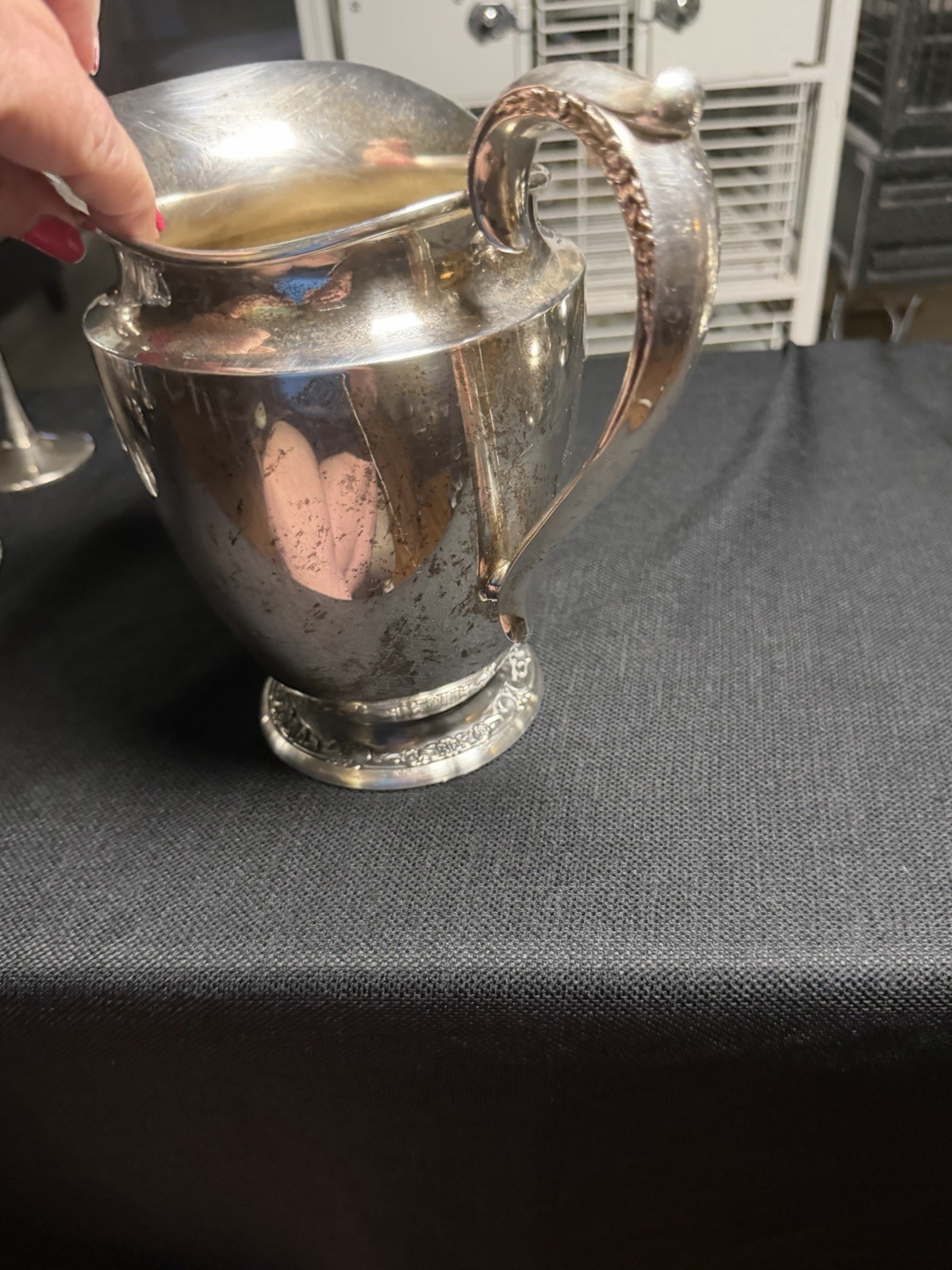 Vintage Rogers & Bro Silverplate Water Pitcher #2817 Ornate Handle 6” Tall