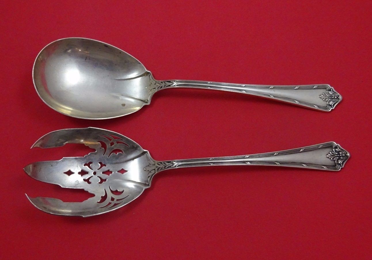 Rochambeau by Watson Sterling Silver Salad Serving Set 2pc Pierced Fork 8 1/2″