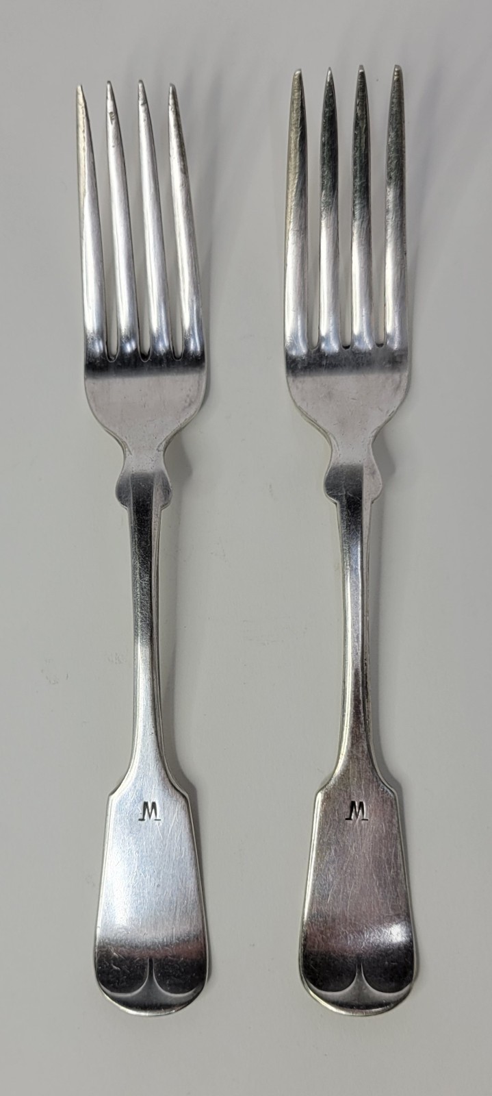 1800s Rogers Bros A1 Dinner Fork Pair of 2 Silver Plate Antique Marked”W”or “M”