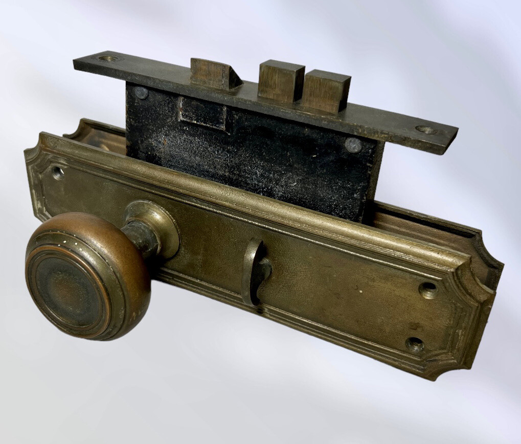 Scarce Double Thumb turn Art Deco Cast Brass Door Knob Complete Set “ARLINGTON”