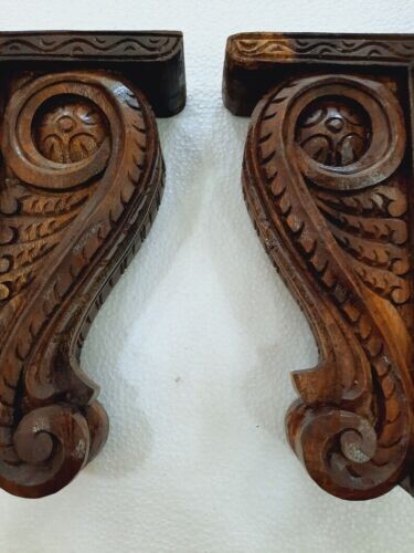 Solid wood corbels Wall Bracket Pair (2 Pcs) Door Entrance Wall Decor Wall Gift