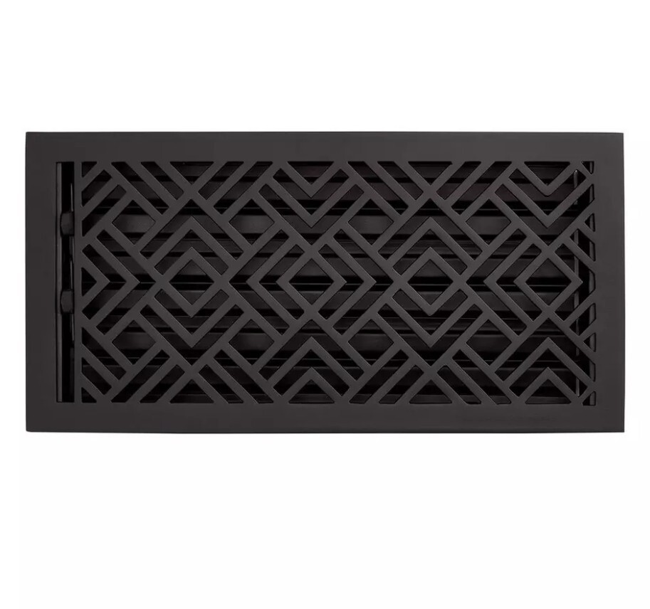 Signature Hardware – Beelman Brass Floor Register – Matte Black 6″ x 14″