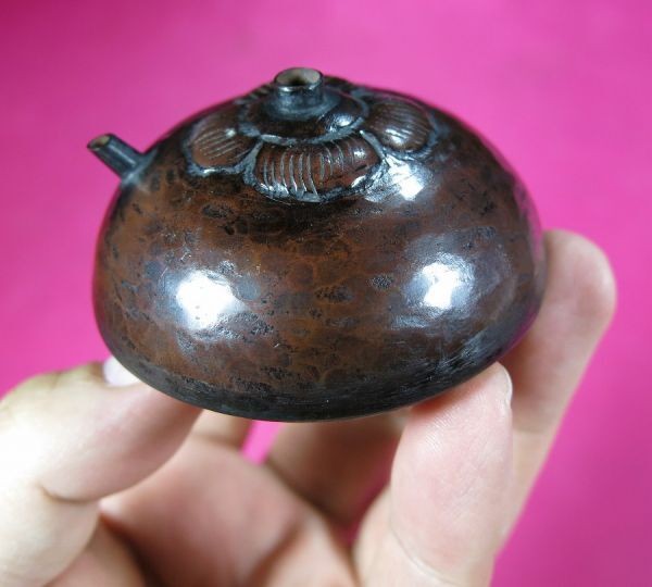 Antique Japanese Bronze Water Dropper Lotus Base Edo Calligraphy