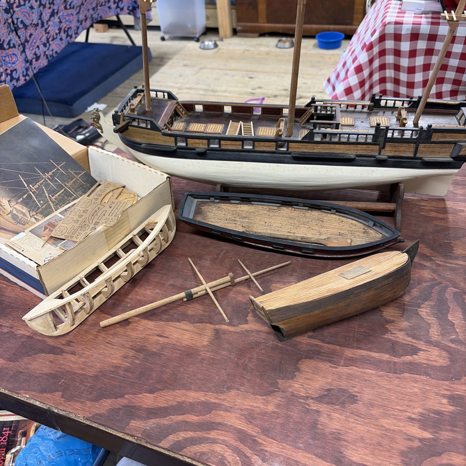VINTAGE Lot of 4different Model Boat In Various Levels Of Completion See Pics