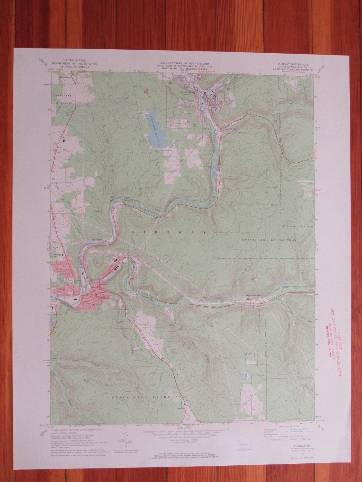 Ridgway Pennsylvania 1972 Original Vintage USGS Topo Map