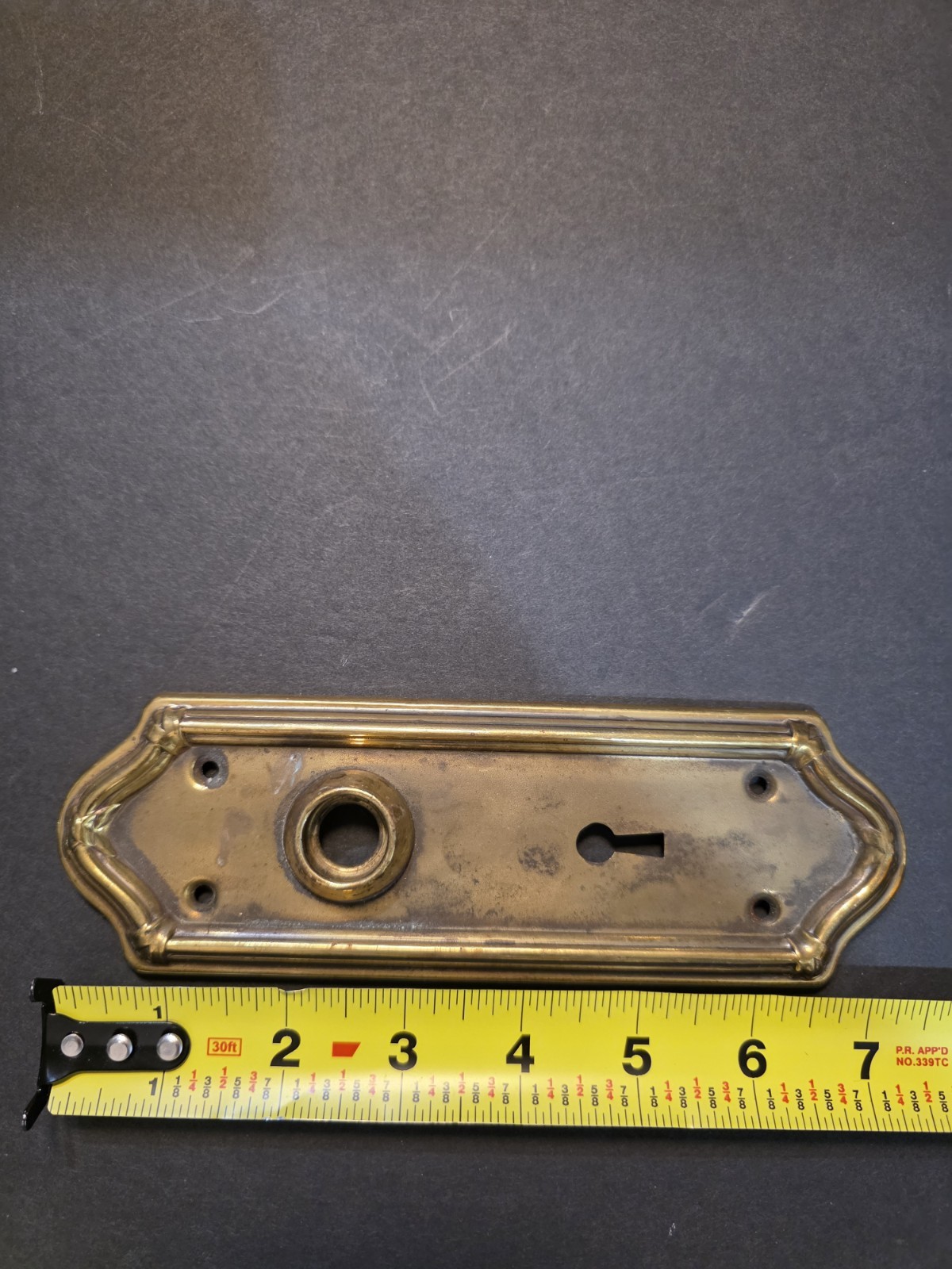 Vintage Solid Brass Architectural Salvage Hardware Lot Doorknobs Plates 11 Pc