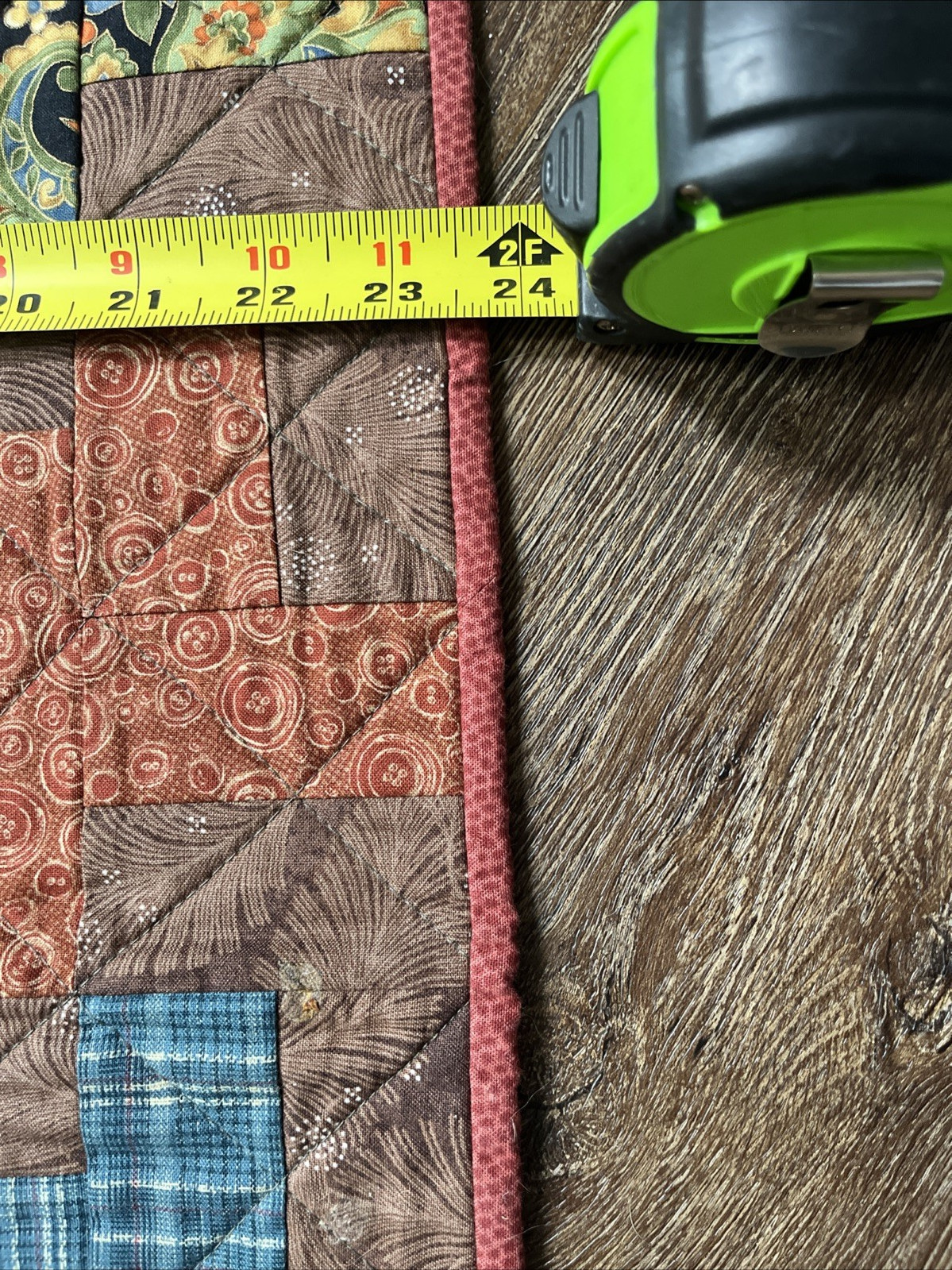 Patchwork Quilt Table Topper Primitive Farmhouse Quilt Square 24″ x 24″