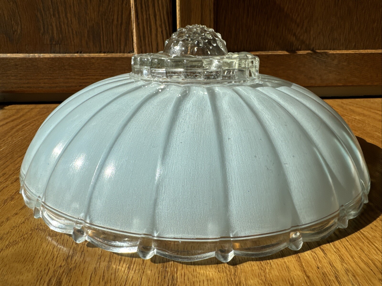 11 3/8″ Vintage 1920’s Ceiling Light Shade Frosted Blue No Center Hole Very Good