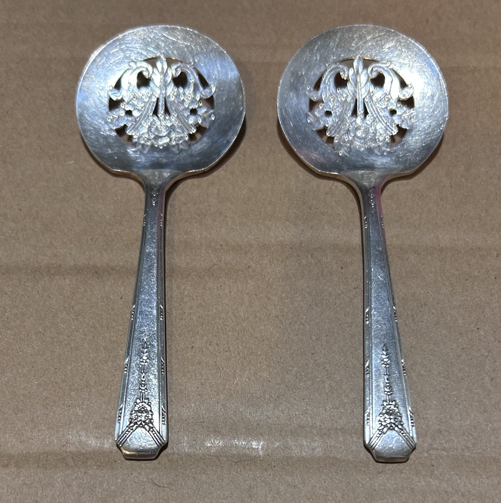 2 Vintage Onieda Community Silver Plated Tomato Spoons