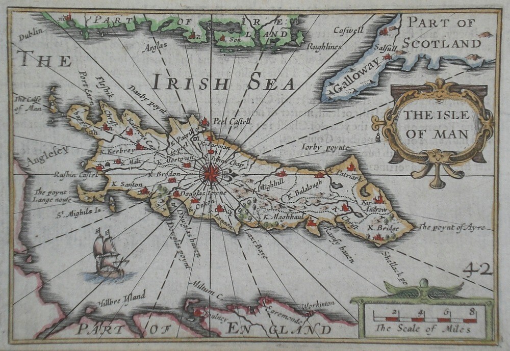 Isle of Man Original map by Peter van den Keere c1627