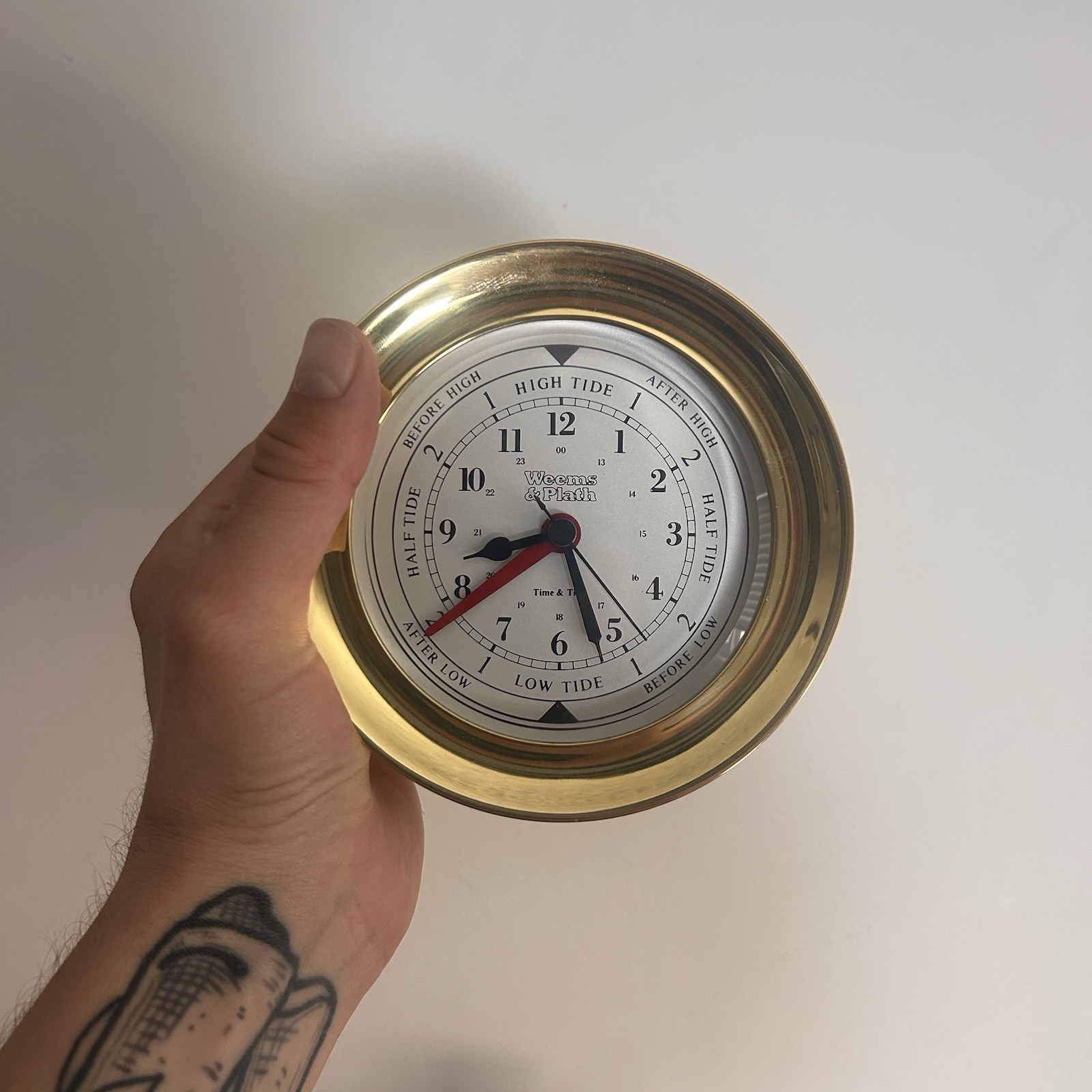Weems & Plath Atlantis Time & Tide Clock Brass German Movement With Wood Base