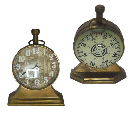 Beautiful Brass Table Clock Decorative Full Brass on Stand Home/Office decor