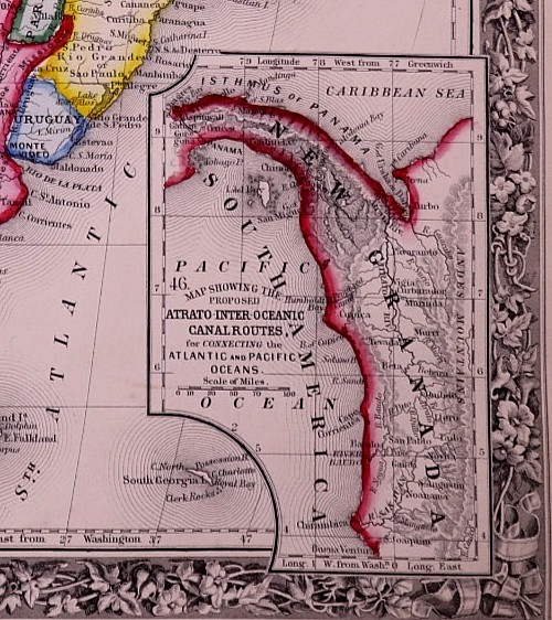 rare Antique 1861 Map ~ South America by S.A. Mitchell – 12×15 – Hand Tinted