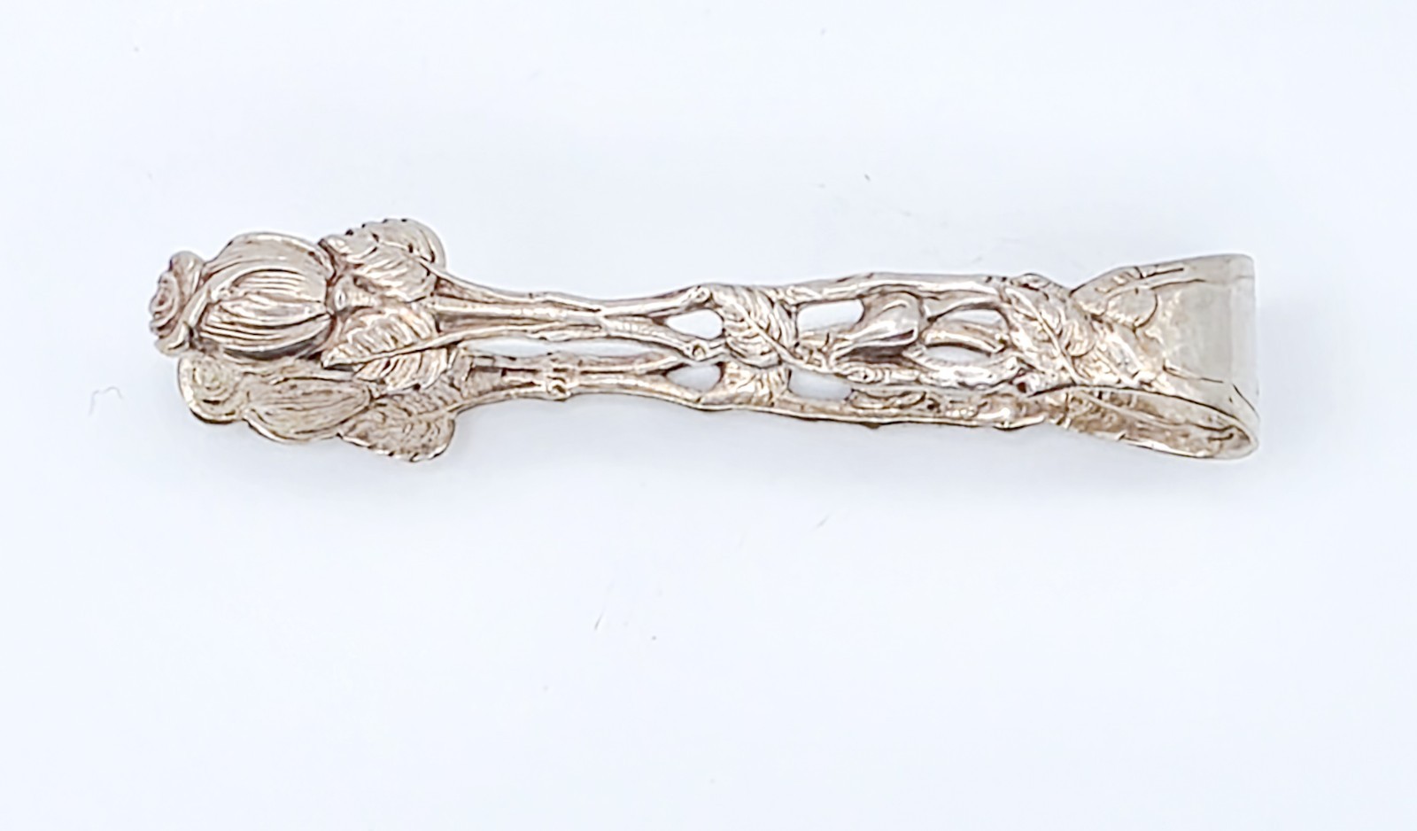 Antique German 800 Silver Sugar Tongs Imperial Crown Hallmark Floral Rose- Rare