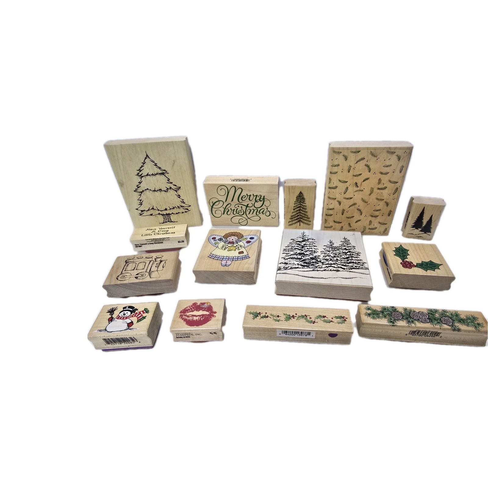 14pc Christmas Rubber Stamps Mixed Brands Hero Arts Inkadinkado Stampabilities..
