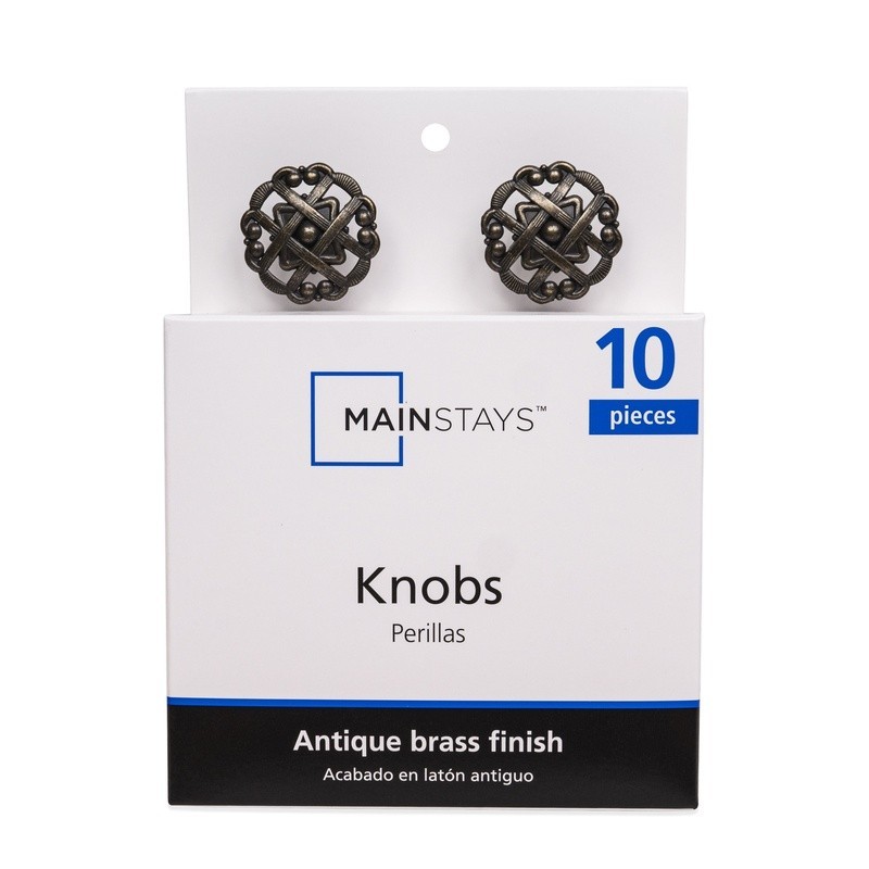 Antique Brass Weave Knobs Set of 10 Cabinet Hardware Easy Installation Zinc New