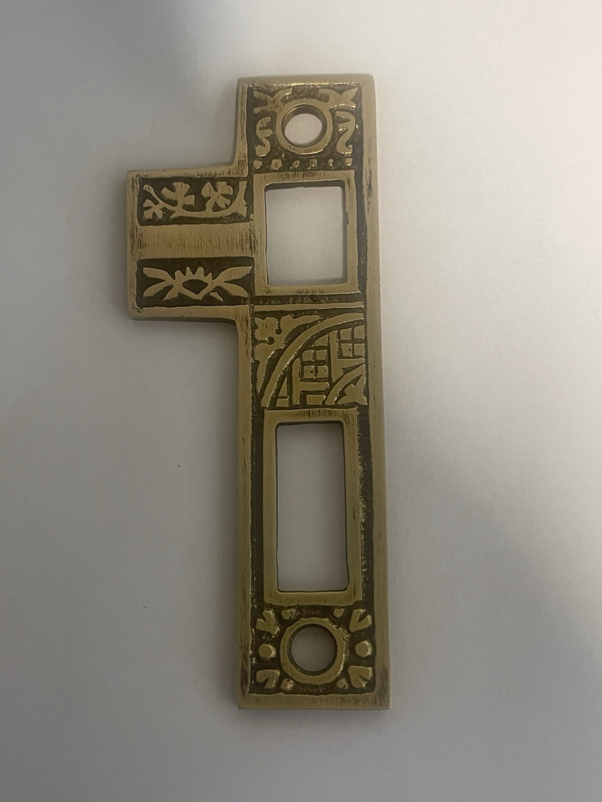 P.F. Corbin Brass Entry Door Strike Plate, Mortise Lock, Striker, Keeper,